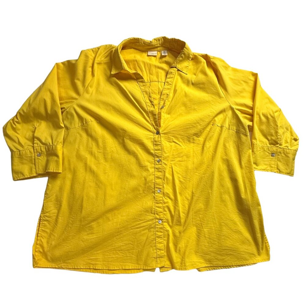 Westbound Women’s 2XL Yellow Button Down Shirt | 28” Length | 24” Width